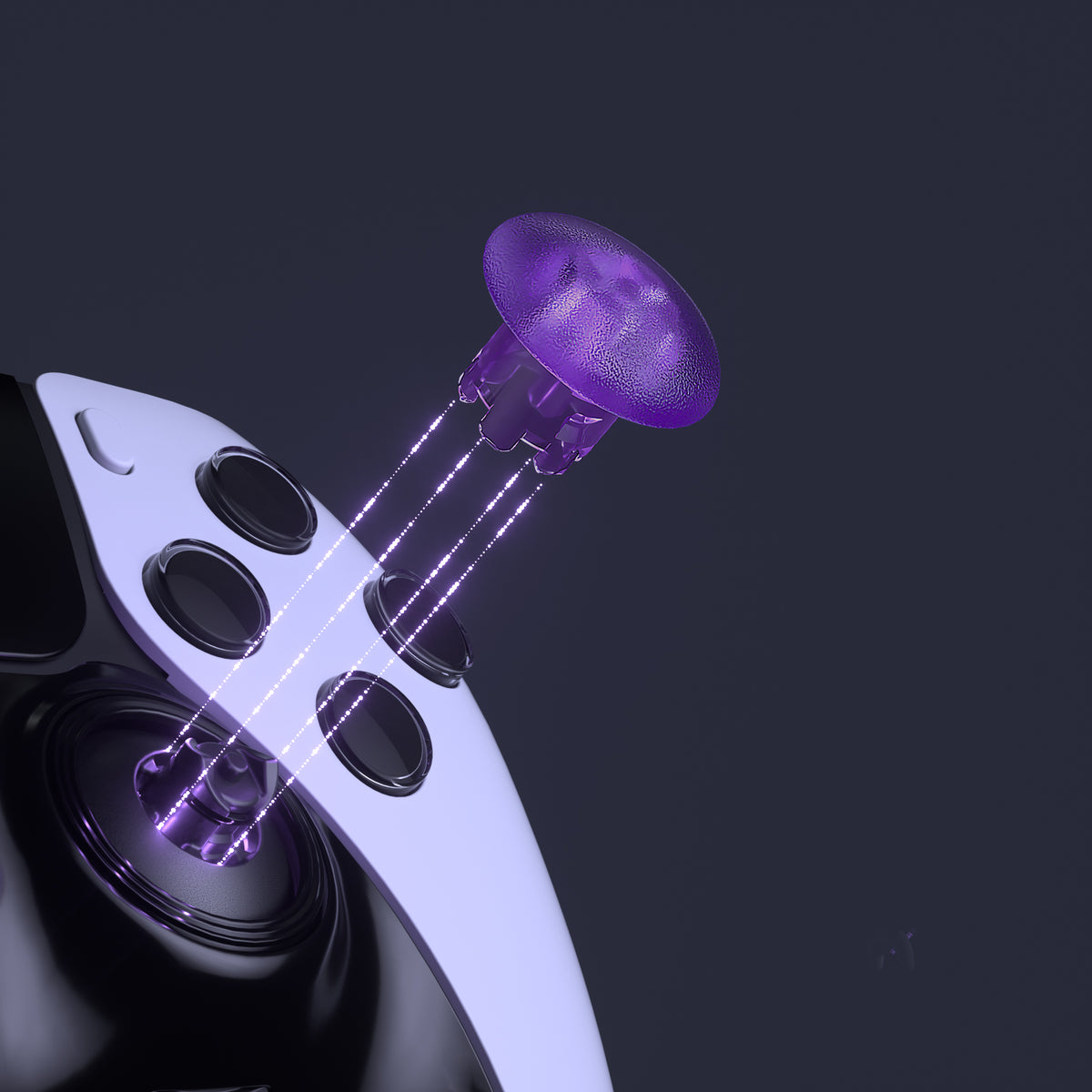 eXtremeRate Retail Clear Atomic Purple Replacement Swappable Thumbsticks for PS5 Edge Controller, Custom Interchangeable Analog Stick Joystick Caps for PS5 Edge Controller - Controller & Thumbsticks Base NOT Included - P5J102