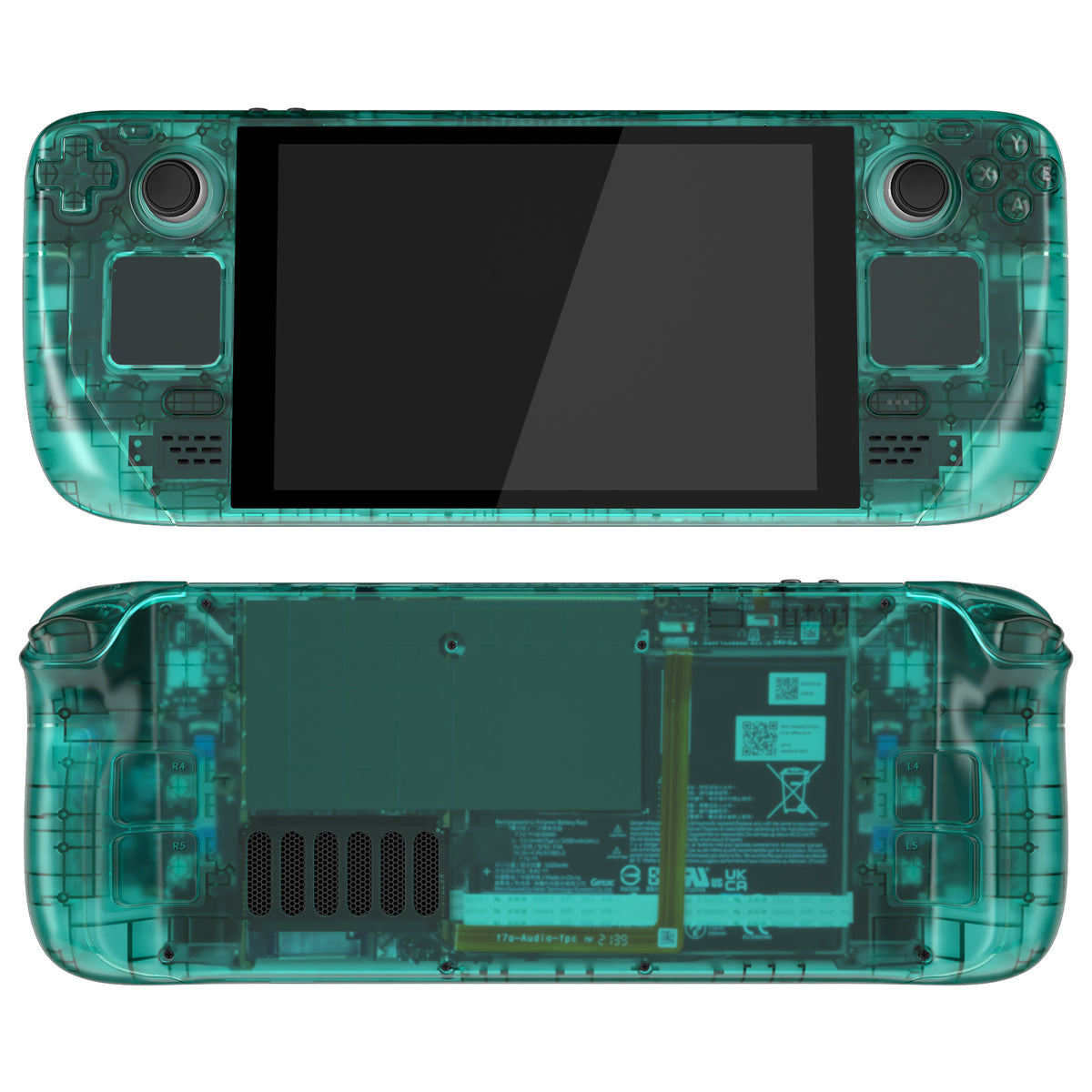 eXtremeRate Retail Clear Emerald Green Custom Full Set Shell with Buttons for Steam Deck Console
