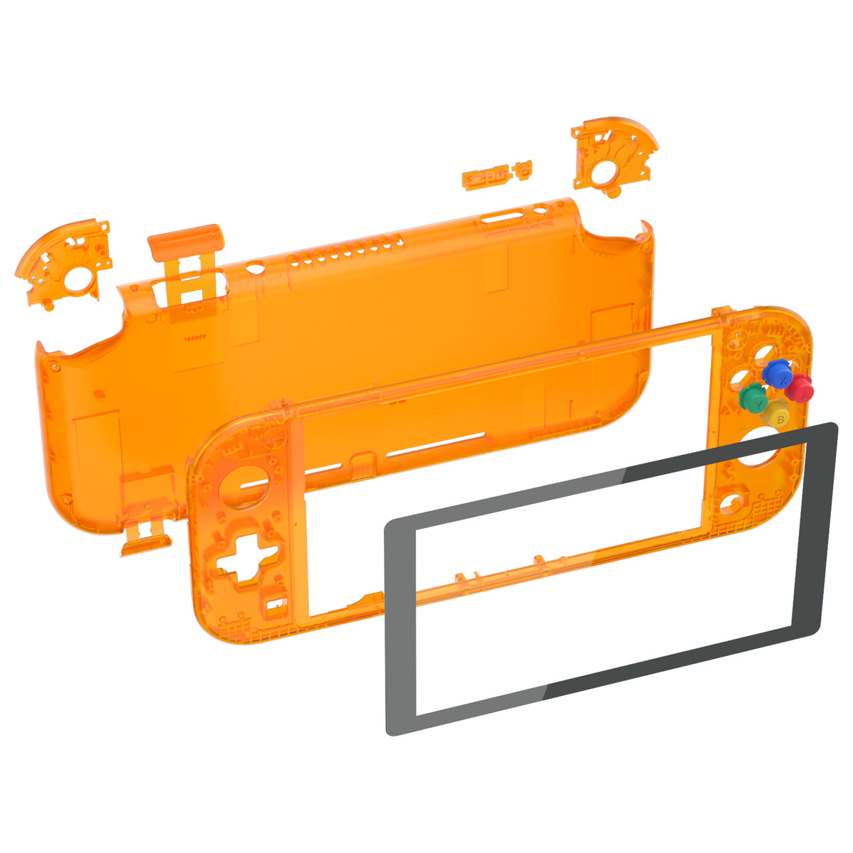DIY Replacement Shell with Screen Protector for NS Switch Lite - Clear Orange eXtremeRate