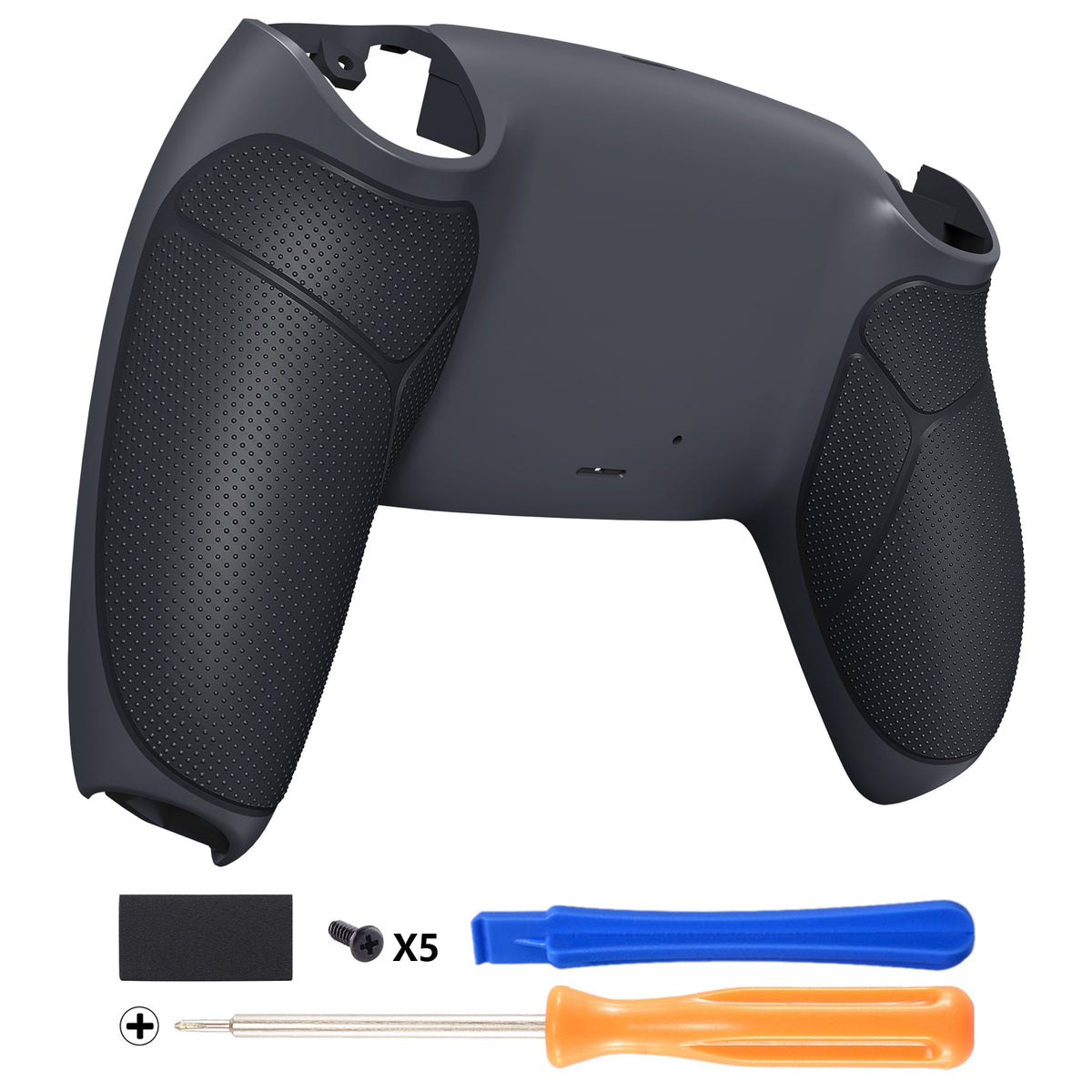 eXtremeRate Performance Grip Replacement Back Housing Bottom Shell Compatible with PS5 Controller - Rubberized Classic Gray & Dark Gray eXtremeRate