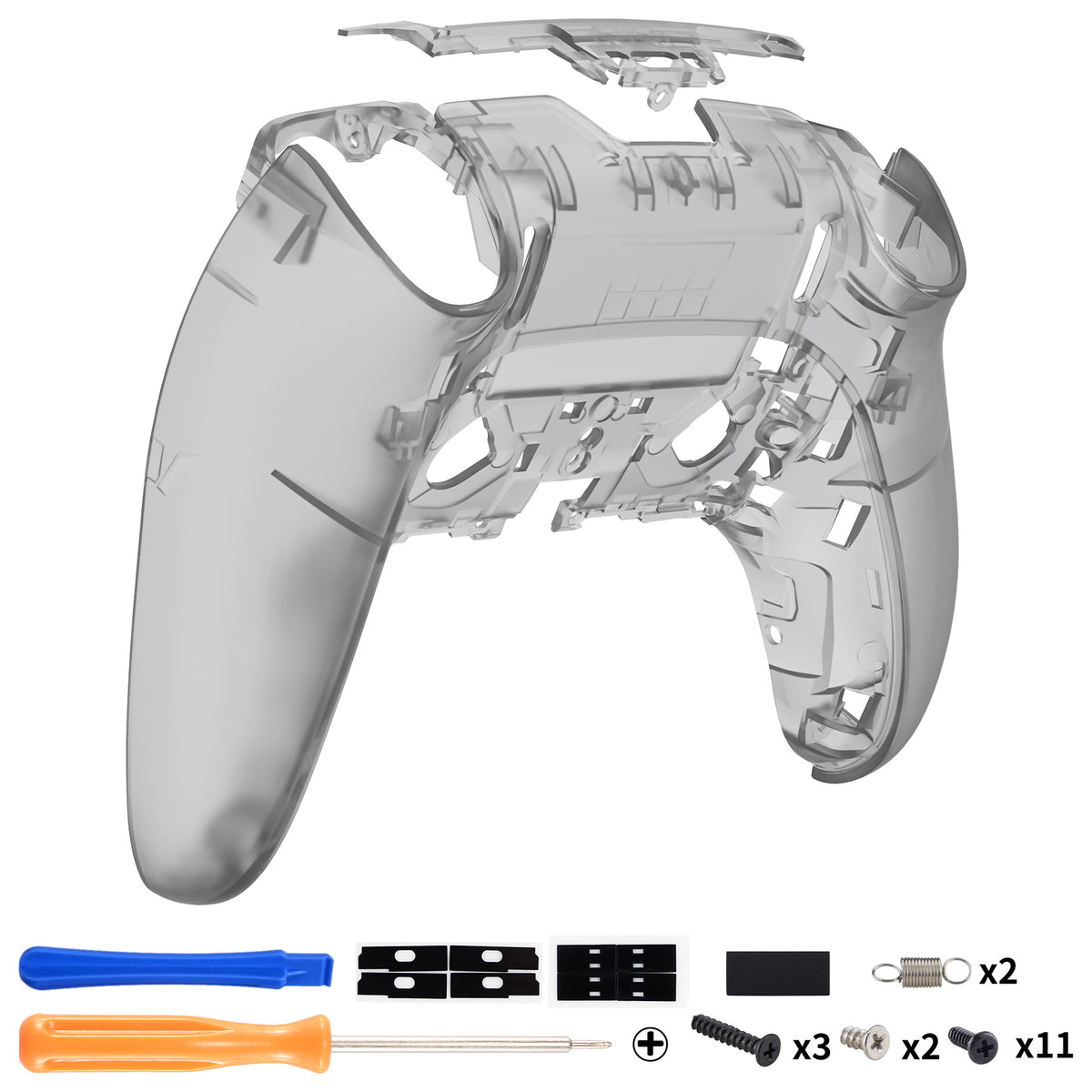 eXtremeRate Replacement Back Housing Bottom Shell Compatible with PS5 Edge Controller - Clear Black