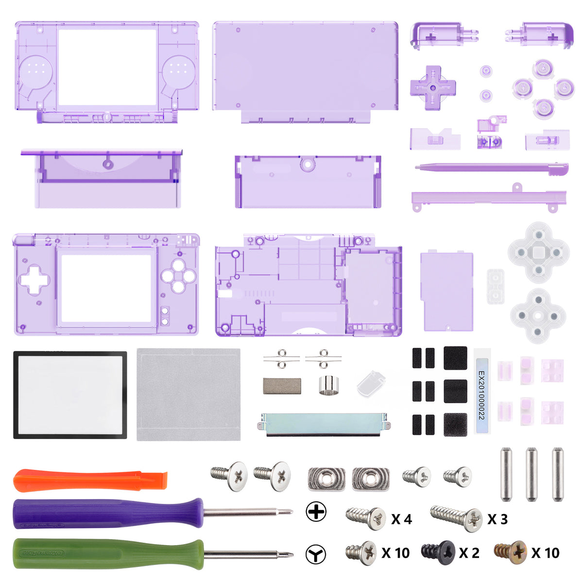 eXtremeRate Replacement Full Housing Shell & Buttons with Screen Lens for Nintendo DS Lite NDSL - Clear Atomic Purple