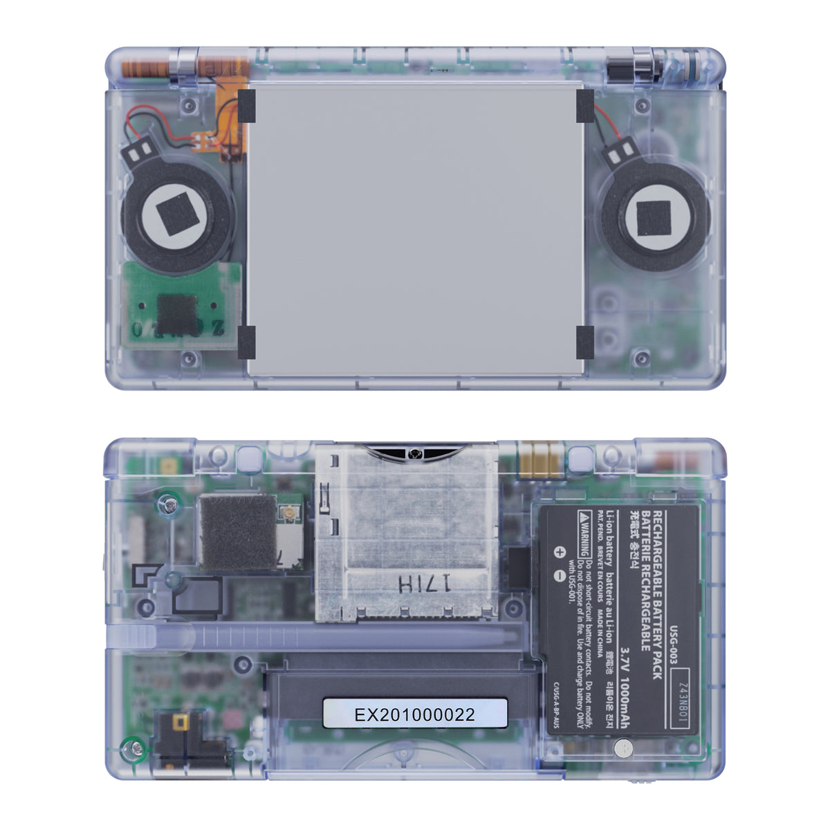 eXtremeRate Replacement Full Housing Shell & Buttons with Screen Lens for Nintendo DS Lite NDSL - Clear Glacier Blue