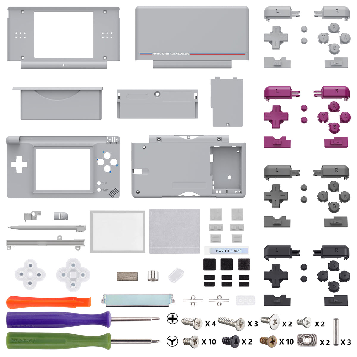 eXtremeRate Replacement Full Housing Shell & Buttons with Screen Lens for Nintendo DS Lite NDSL - Classic 1989 GB DMG-01