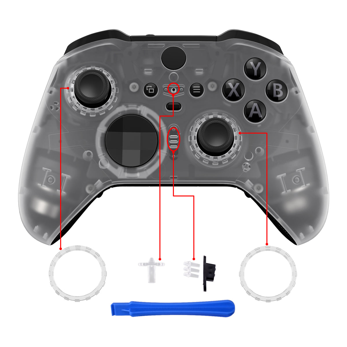eXtremeRate Replacement Front Housing Shell Case with Accent Rings for Xbox One Elite Series 2 & Elite 2 Core Controller (Model 1797) - Glow in Dark - Green