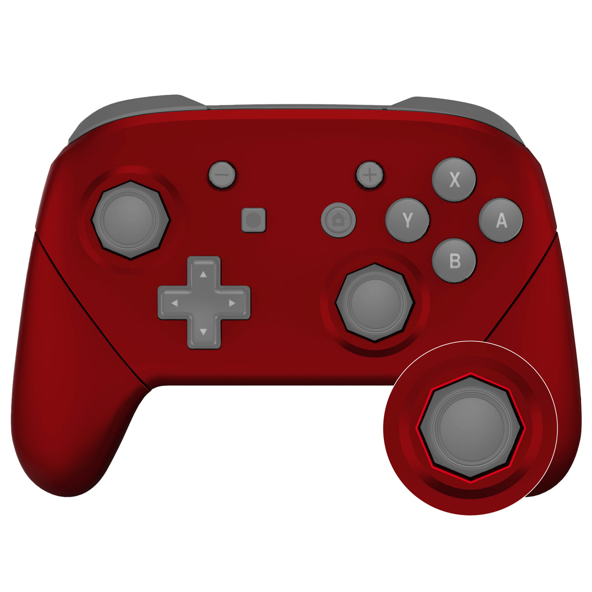 eXtremeRate Octagonal Gated Sticks Design Replacement Full Set Shell Faceplate Backplate Handles for Nintendo Switch Pro - Scarlet Red
