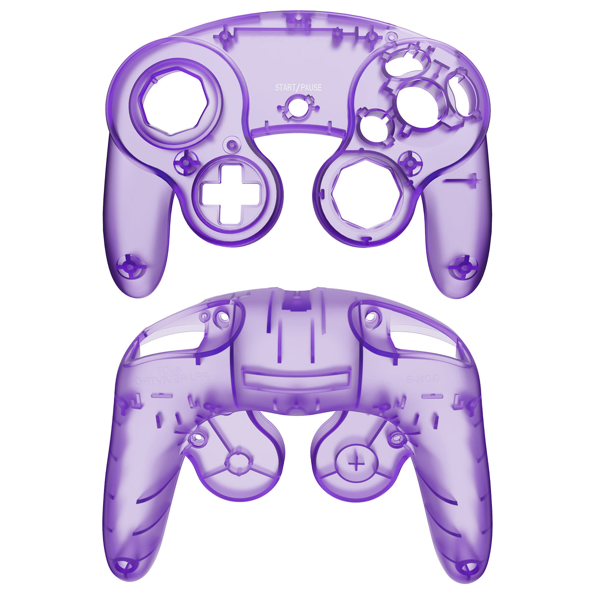 eXtremeRate Replacement Faceplate Backplate with Buttons for Nintendo GameCube Controller NGC - Clear Atomic Purple