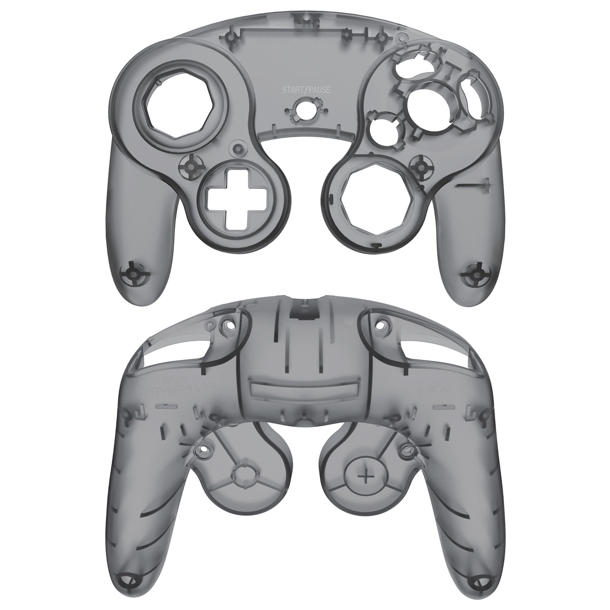 eXtremeRate Replacement Faceplate Backplate with Buttons for Nintendo GameCube Controller NGC - Clear Black