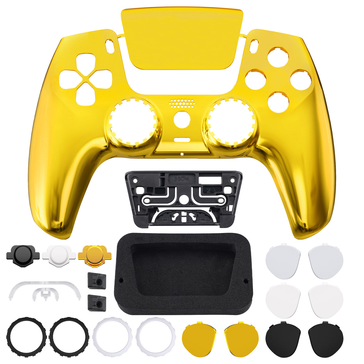 eXtremeRate LUNA Redesigned Replacement Front Shell with Touchpad Compatible with PS5 Controller BDM-010/020/030/040/050/060 - Chrome Gold
