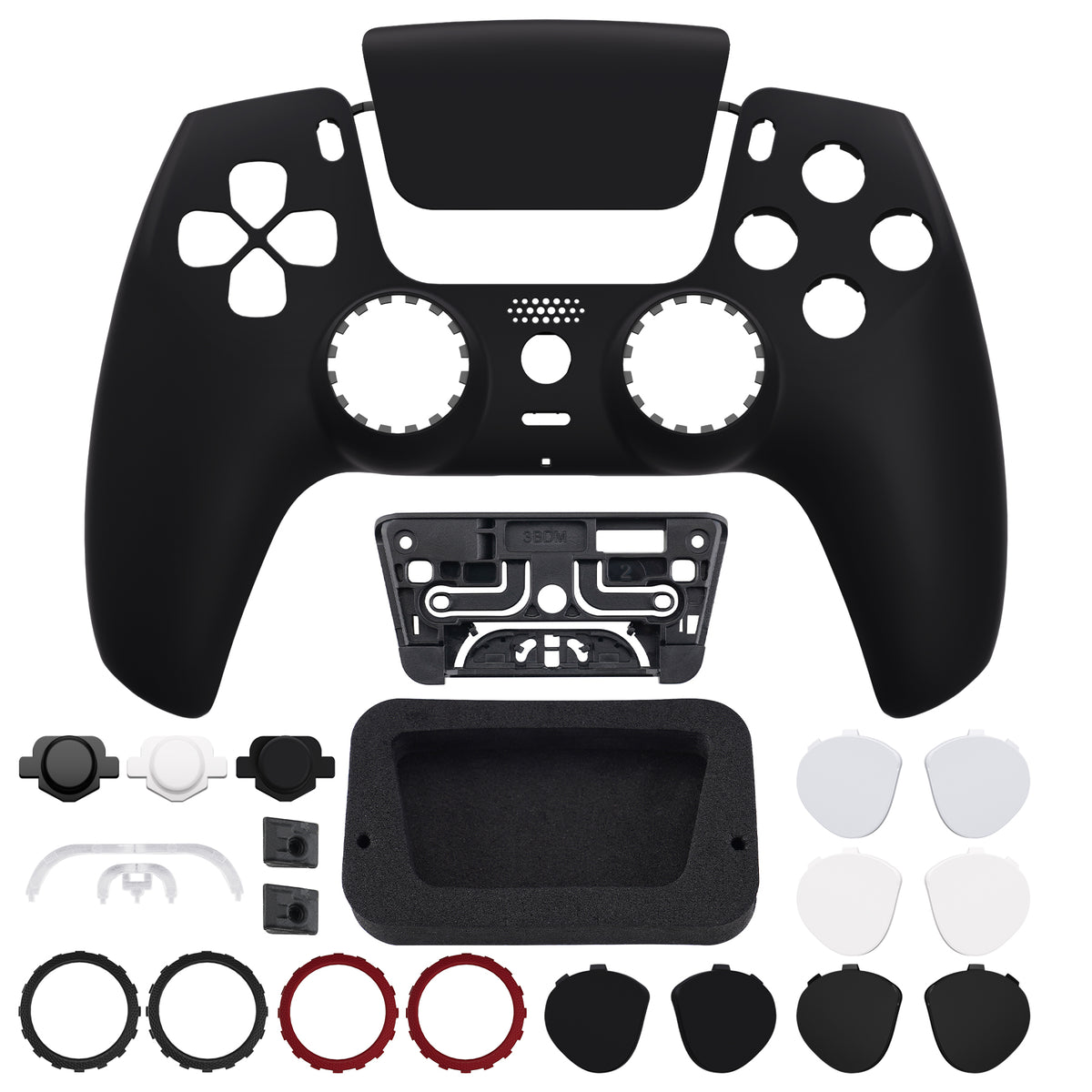 eXtremeRate LUNA Redesigned Replacement Front Shell with Touchpad Compatible with PS5 Controller BDM-010/020/030/040/050/060 - Black