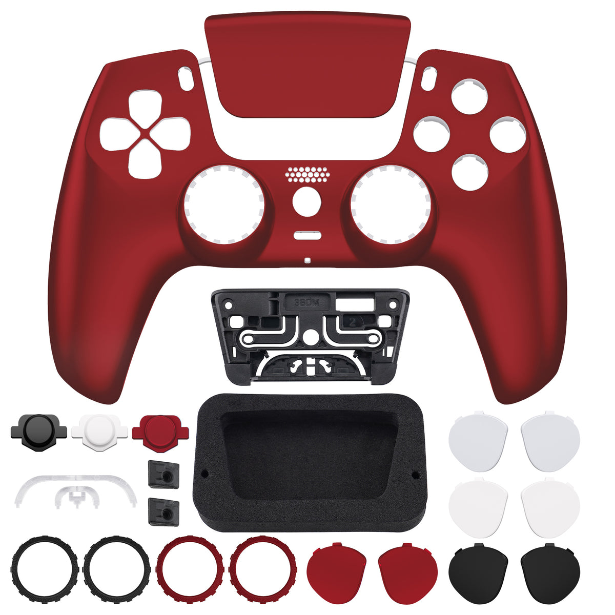 eXtremeRate LUNA Redesigned Replacement Front Shell with Touchpad Compatible with PS5 Controller BDM-010/020/030/040/050/060 - Scarlet Red