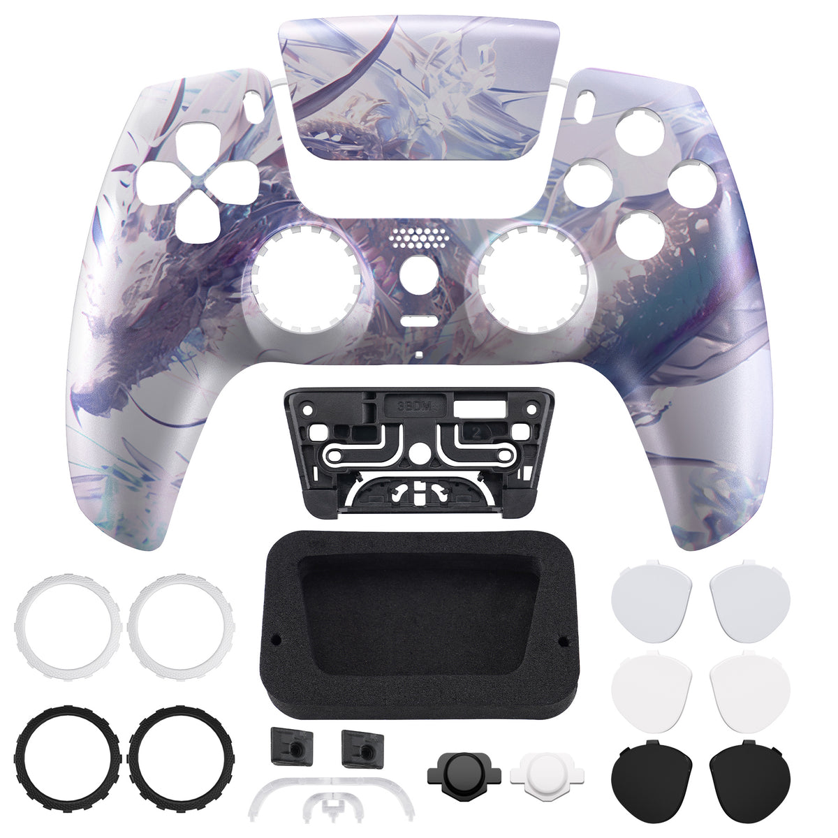 eXtremeRate LUNA Redesigned Replacement Front Shell with Touchpad Compatible with PS5 Controller BDM-010/020/030/040/050/060 - Crystal Dragon
