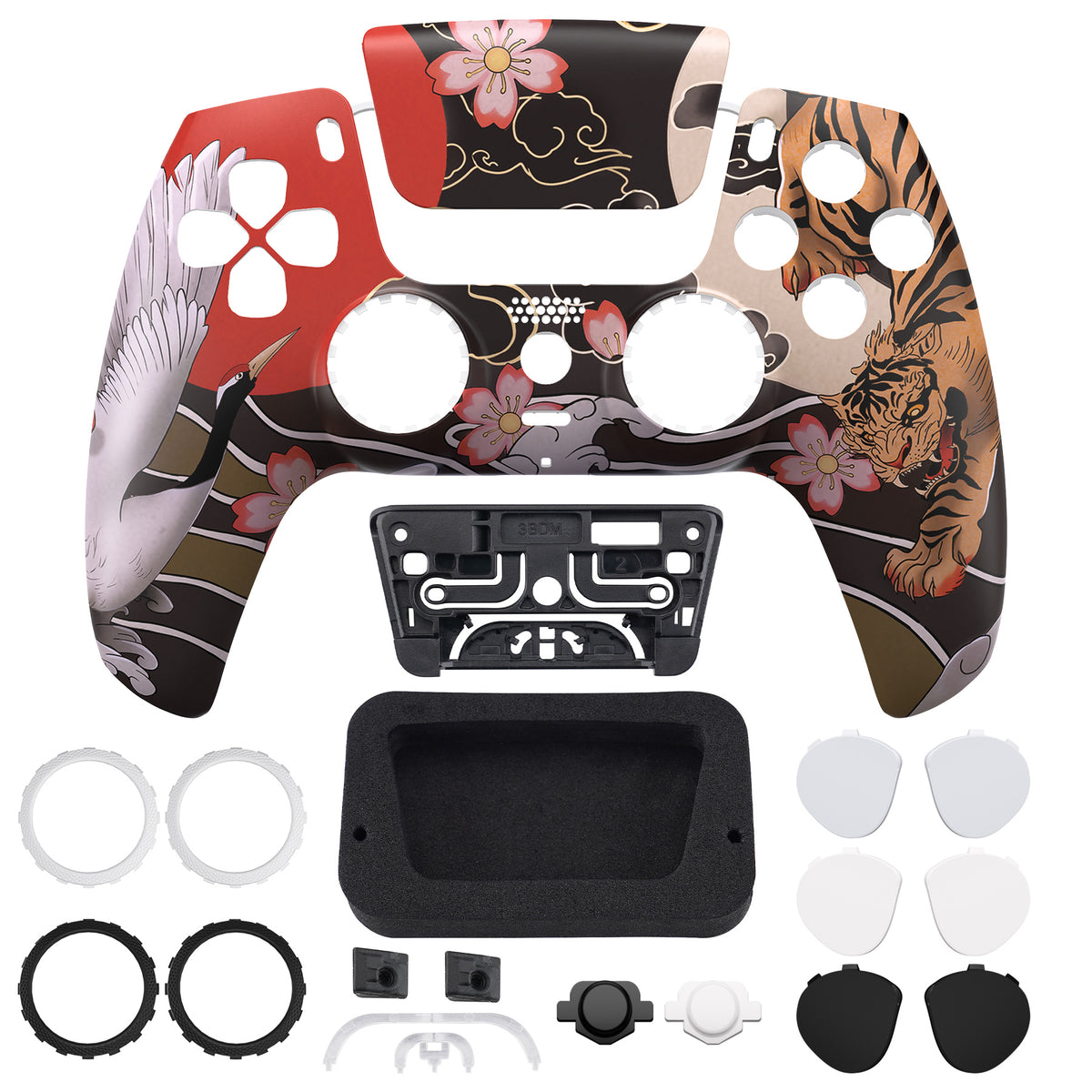 eXtremeRate LUNA Redesigned Replacement Front Shell with Touchpad Compatible with PS5 Controller BDM-010/020/030/040/050/060 - Tiger & Crane
