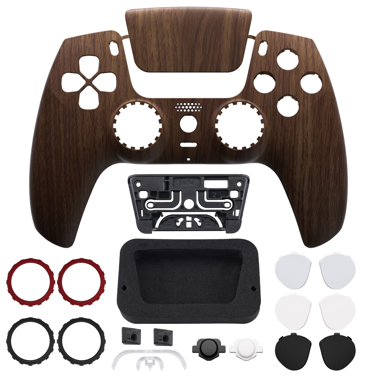 eXtremeRate LUNA Redesigned Replacement Front Shell with Touchpad Compatible with PS5 Controller BDM-010/020/030/040/050/060 - Wood Grain