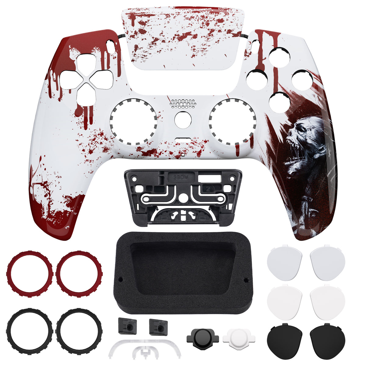 eXtremeRate LUNA Redesigned Replacement Front Shell with Touchpad Compatible with PS5 Controller BDM-010/020/030/040/050/060 - Blood Zombie