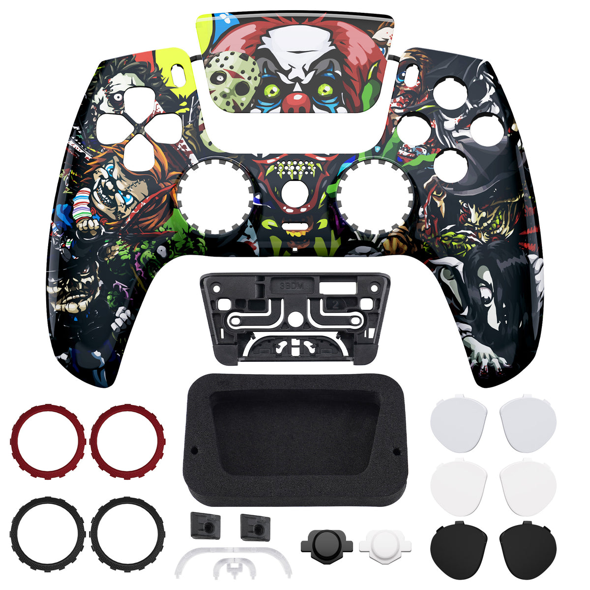eXtremeRate LUNA Redesigned Replacement Front Shell with Touchpad Compatible with PS5 Controller BDM-010/020/030/040/050/060 - Scary Party