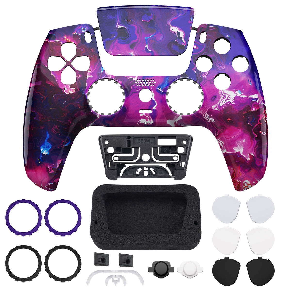 eXtremeRate LUNA Redesigned Replacement Front Shell with Touchpad Compatible with PS5 Controller BDM-010/020/030/040/050/060 - Surreal Lava