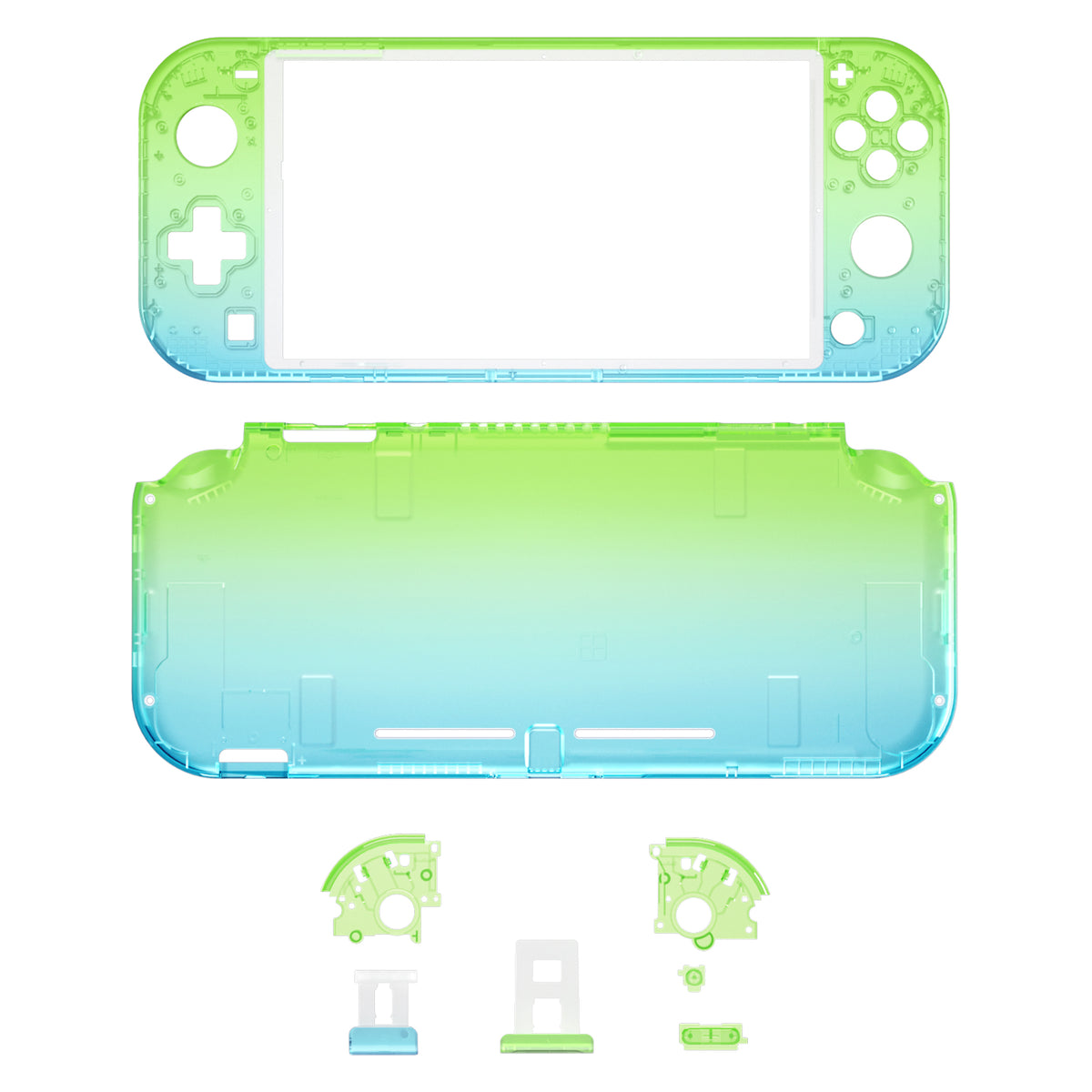 eXtremeRate Retail Gradient Translucent Green Blue DIY Replacement Shell for Nintendo Switch Lite, NSL Handheld Controller Housing with Screen Protector, Custom Case Cover for Nintendo Switch Lite - DLP319
