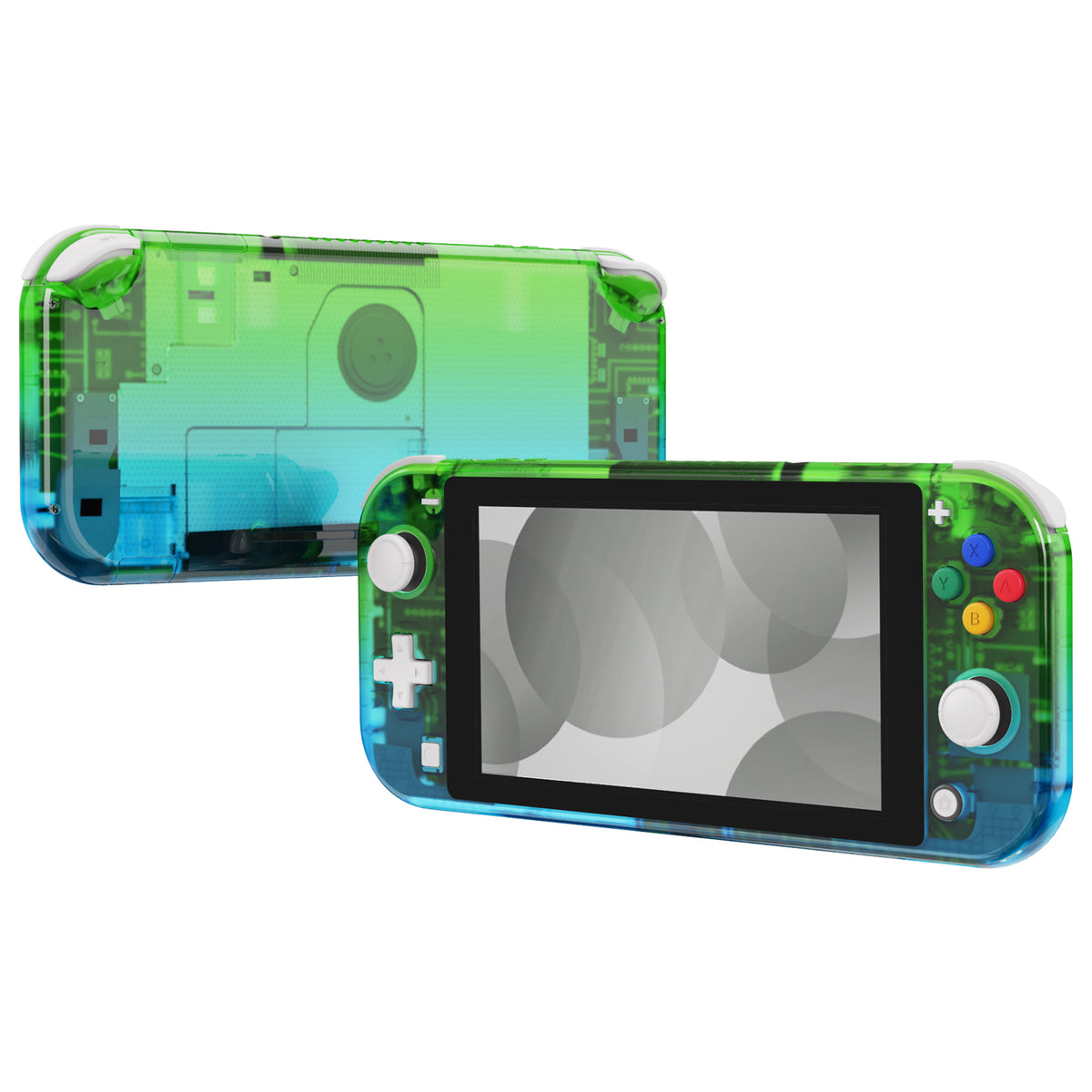eXtremeRate Retail Gradient Translucent Green Blue DIY Replacement Shell for Nintendo Switch Lite, NSL Handheld Controller Housing with Screen Protector, Custom Case Cover for Nintendo Switch Lite - DLP319