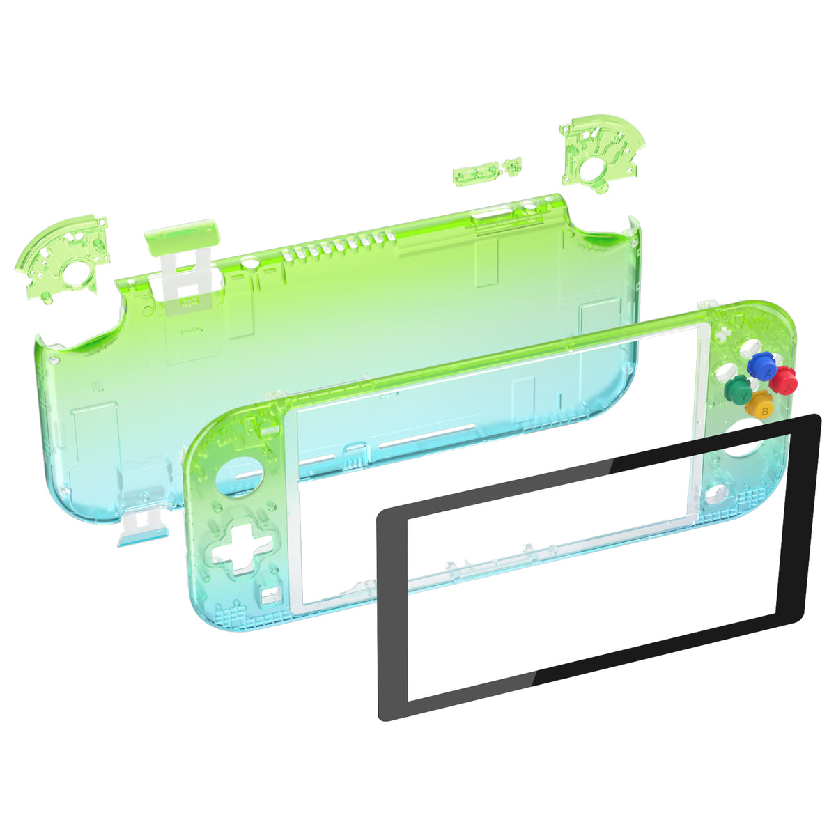 eXtremeRate Retail Gradient Translucent Green Blue DIY Replacement Shell for Nintendo Switch Lite, NSL Handheld Controller Housing with Screen Protector, Custom Case Cover for Nintendo Switch Lite - DLP319