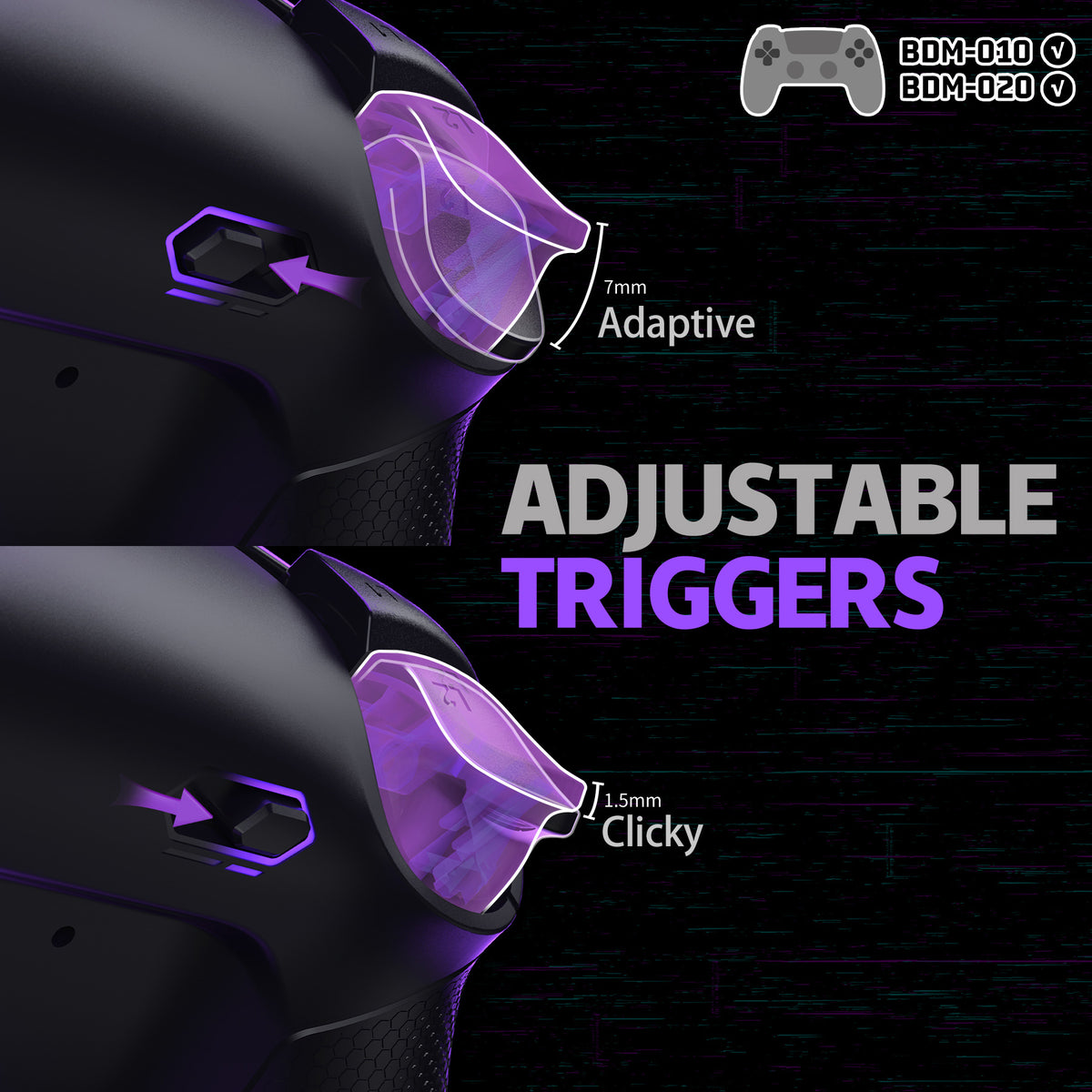 eXtremeRate RISE4 Plus MAX Back Paddles Kit with Clicky Trigger Stops & Rubberized Grip for PS5 Controller BDM-010/020 - Black