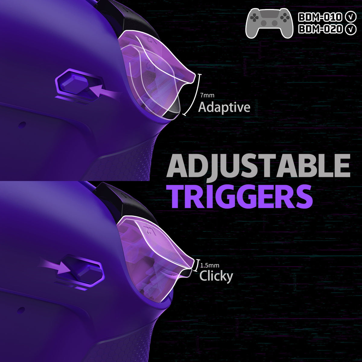 eXtremeRate RISE4 Plus MAX Back Paddles Kit with Clicky Trigger Stops & Rubberized Grip for PS5 Controller BDM-010/020 - Galactic Purple