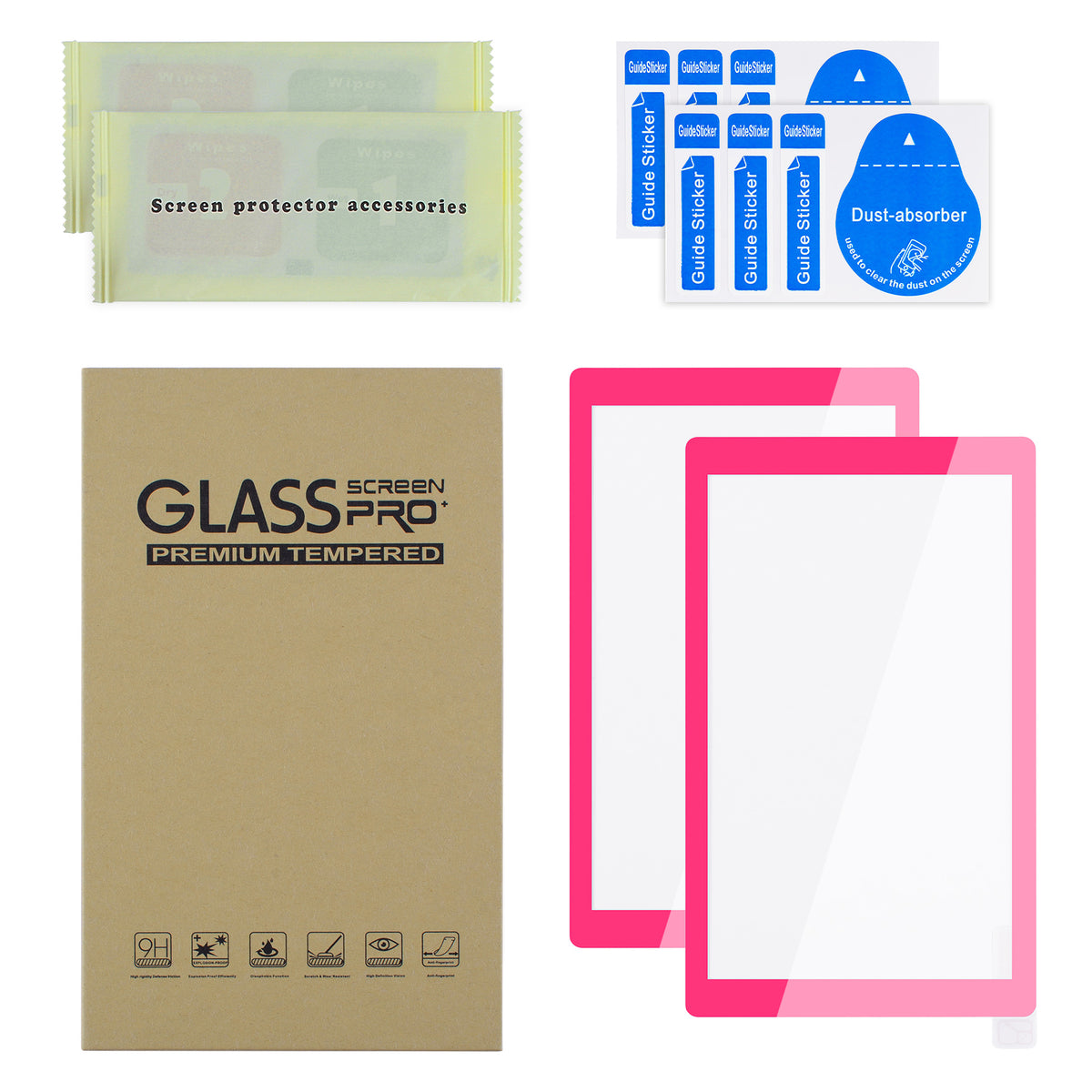 eXtremeRate 2 Pack Anti-Scratch Transparent HD Tempered Glass Screen Protector for Nintendo Switch Lite - Bright Pink