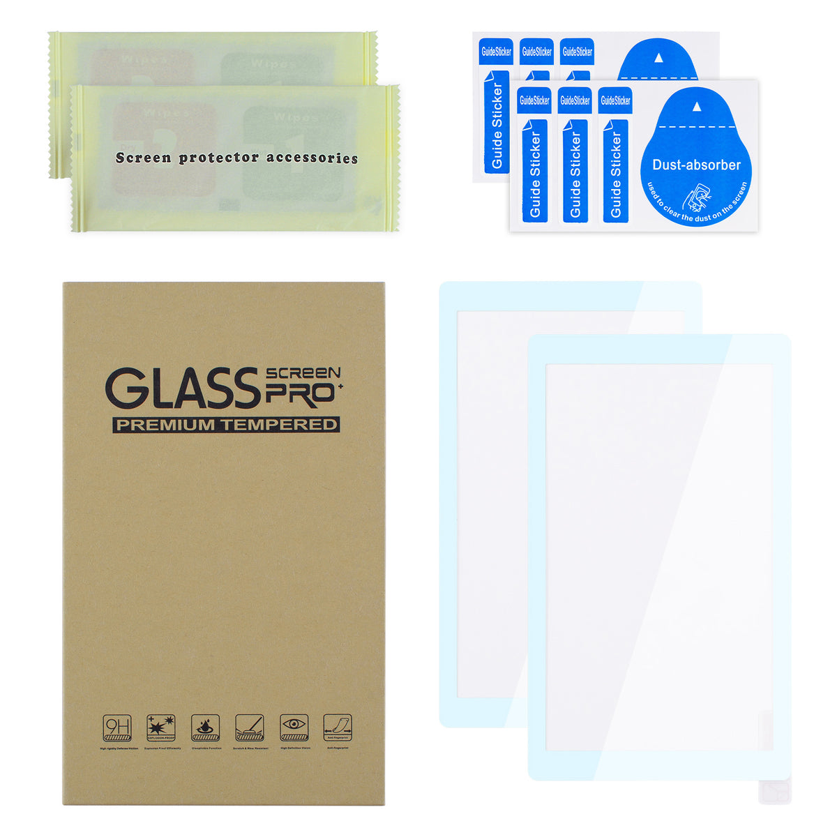 eXtremeRate 2 Pack Anti-Scratch Transparent HD Tempered Glass Screen Protector for Nintendo Switch Lite - Sky Blue Border