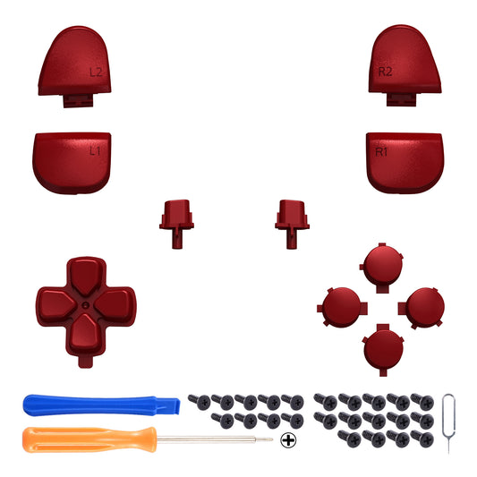 eXtremeRate Replacement Full Set Buttons Compatible with PS5 Controller BDM-030/040/050/060 - Scarlet Red