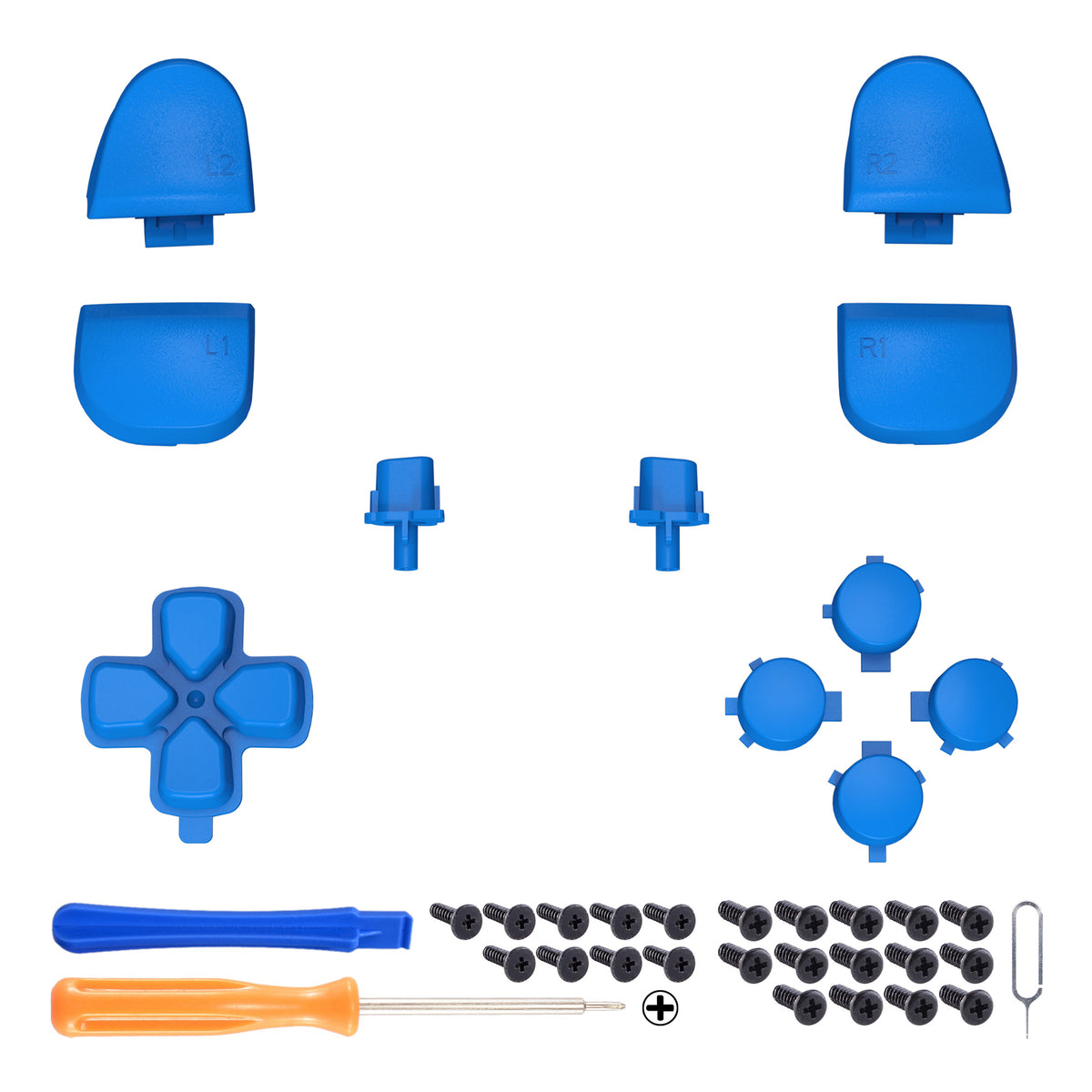 eXtremeRate Replacement Full Set Buttons Compatible with PS5 Controller BDM-030/040/050/060 - Blue