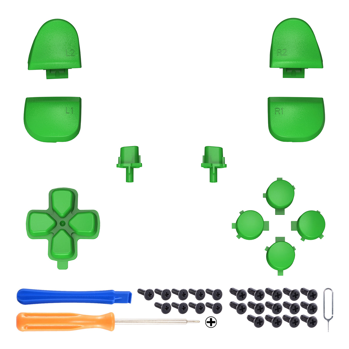 eXtremeRate Replacement Full Set Buttons Compatible with PS5 Controller BDM-030/040/050/060 - Green