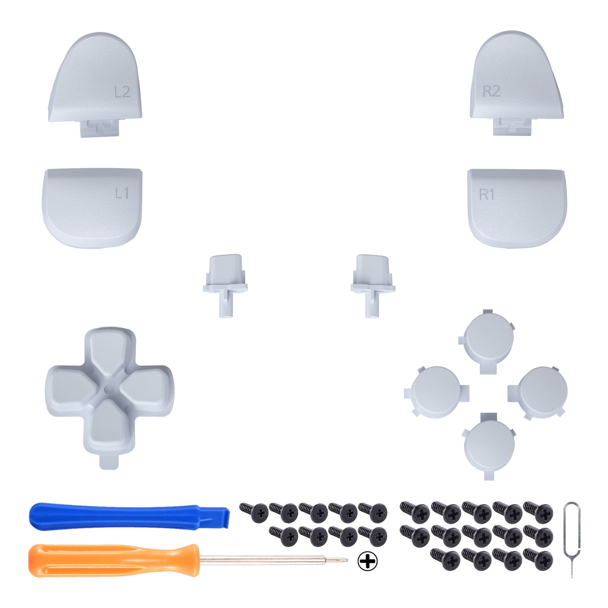 eXtremeRate Replacement Full Set Buttons Compatible with PS5 Controller BDM-030/040/050/060 - Original White