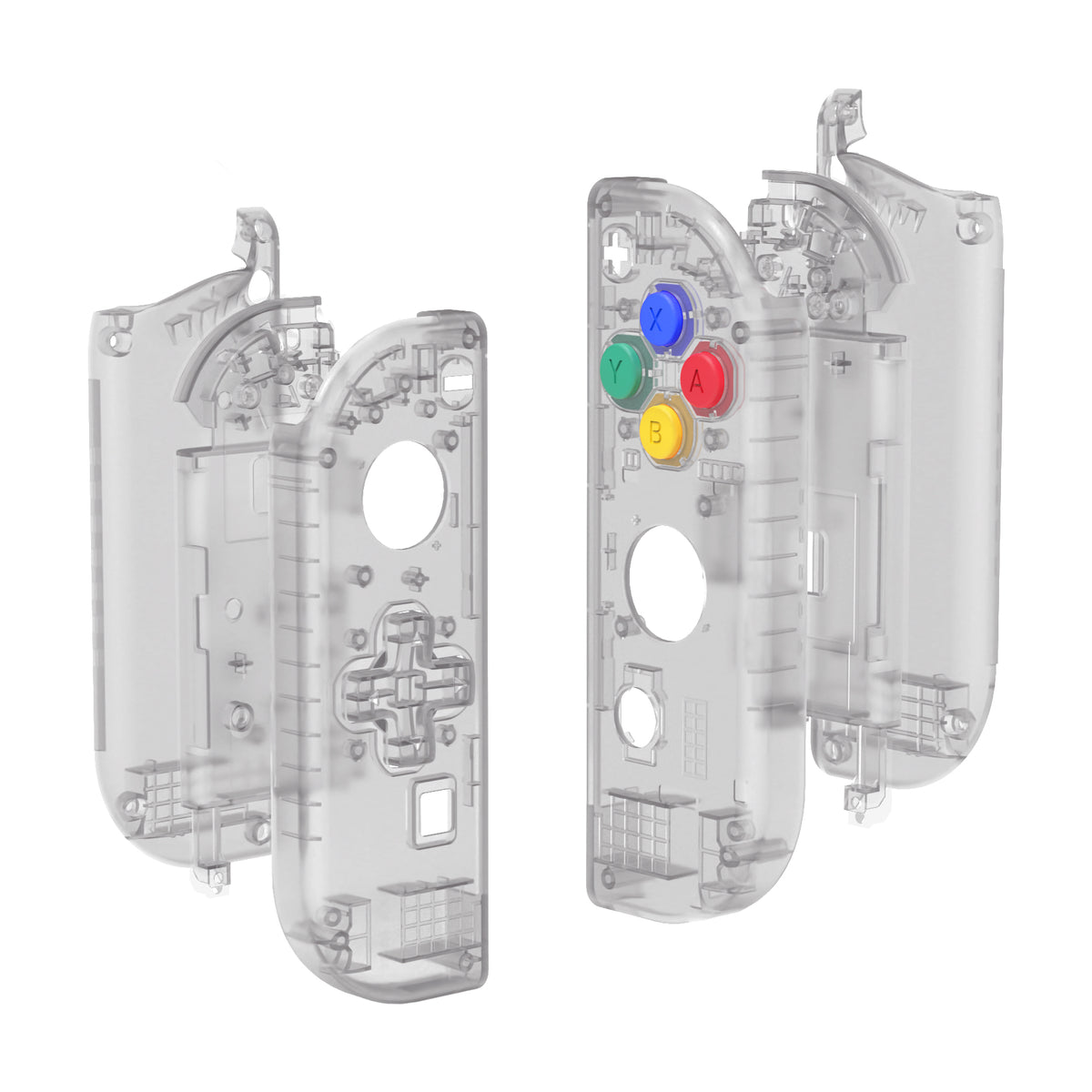 eXtremeRate Dpad Version Replacement Full Set Shell Case with Buttons for Joycon of NS Switch - Clear Black