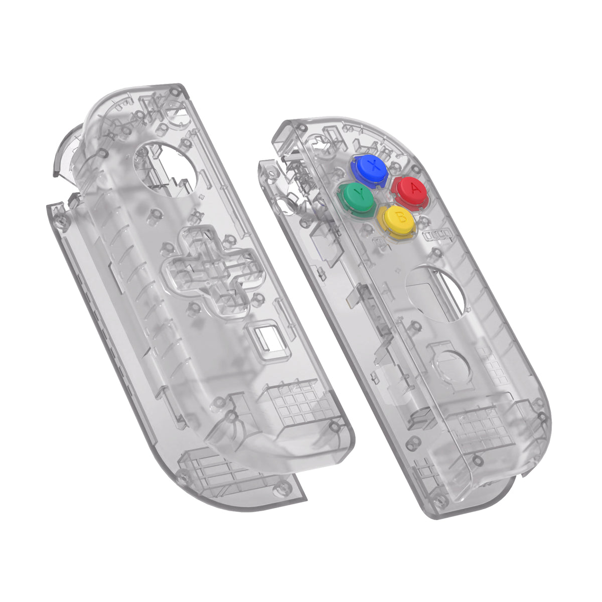 eXtremeRate Dpad Version Replacement Full Set Shell Case with Buttons for Joycon of NS Switch - Clear Black