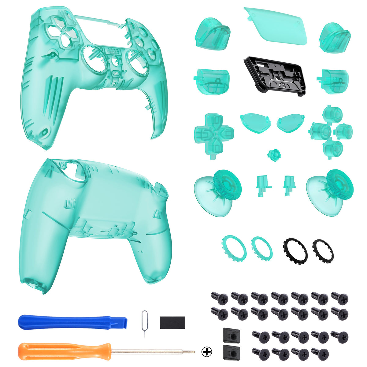 eXtremeRate LUNA Redesigned Replacement Full Set Shells with Buttons Compatible with PS5 Controller BDM-030/040/050 - Emerald Green