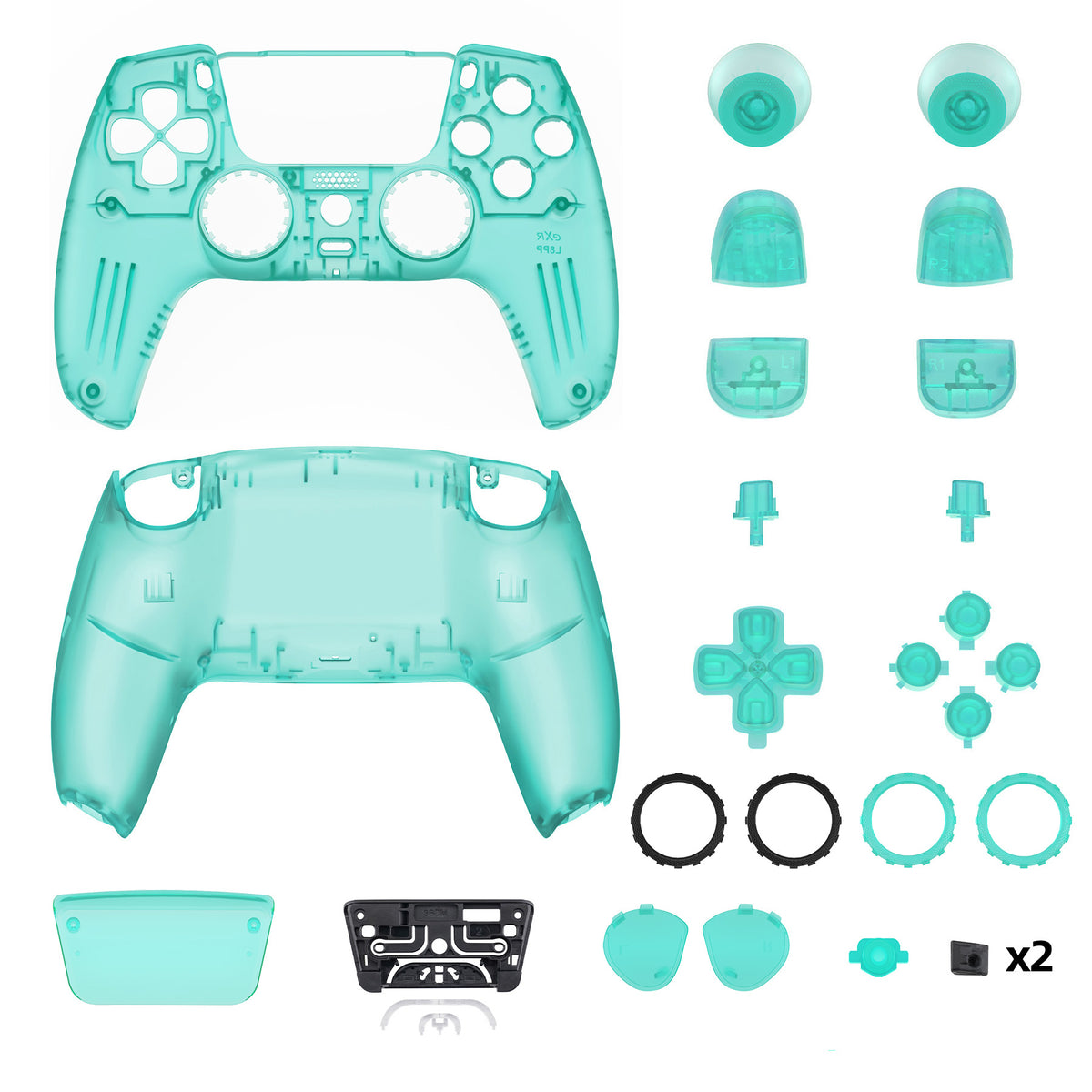 eXtremeRate LUNA Redesigned Replacement Full Set Shells with Buttons Compatible with PS5 Controller BDM-030/040/050 - Emerald Green