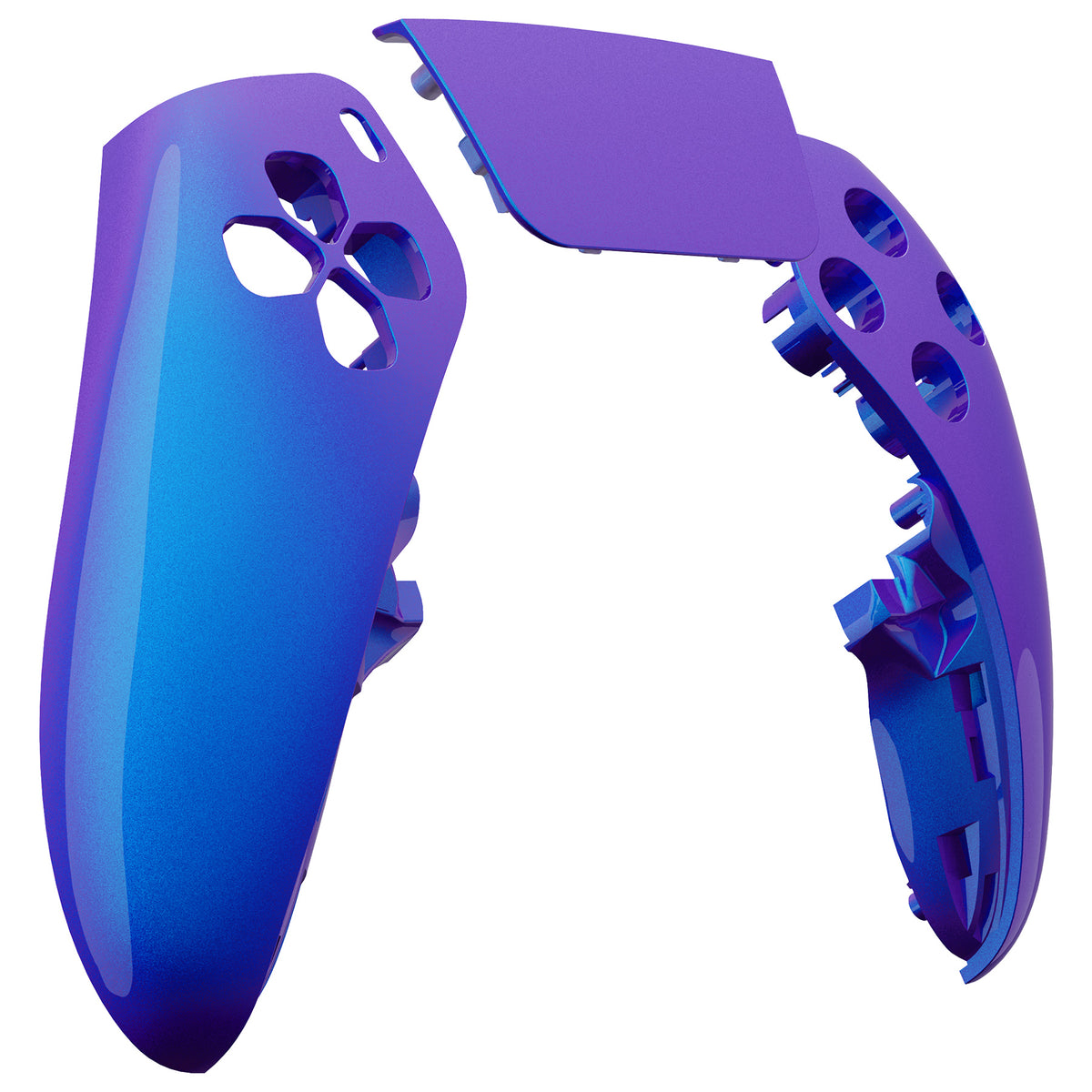 Replacement Left Right Front Housing Shell with Touchpad Compatible with PS5 Edge Controller - Chameleon Purple Blue eXtremeRate