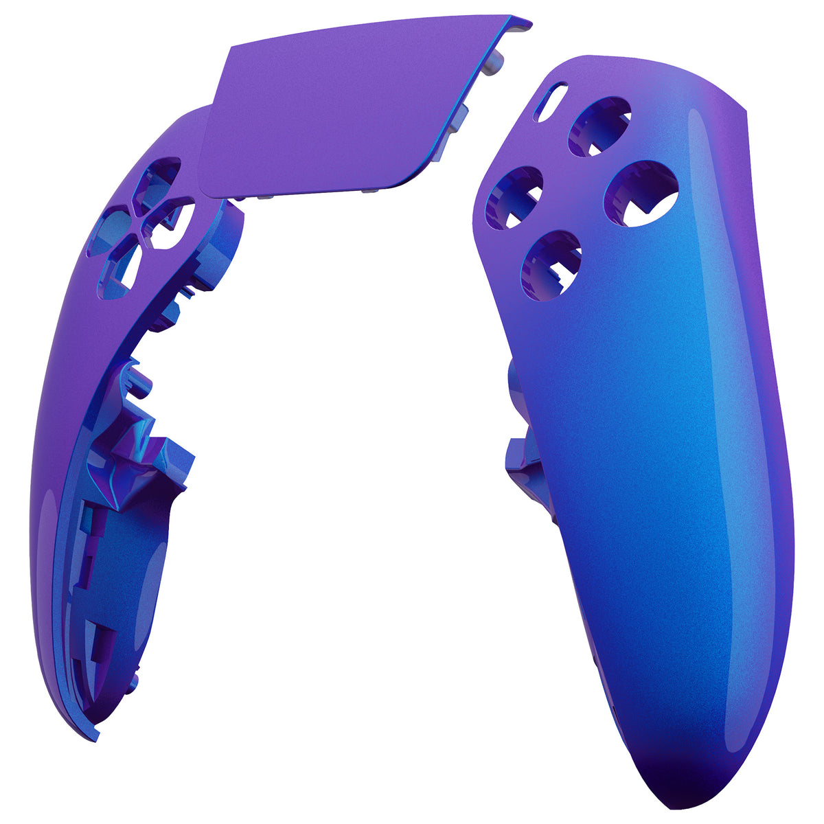 Replacement Left Right Front Housing Shell with Touchpad Compatible with PS5 Edge Controller - Chameleon Purple Blue eXtremeRate