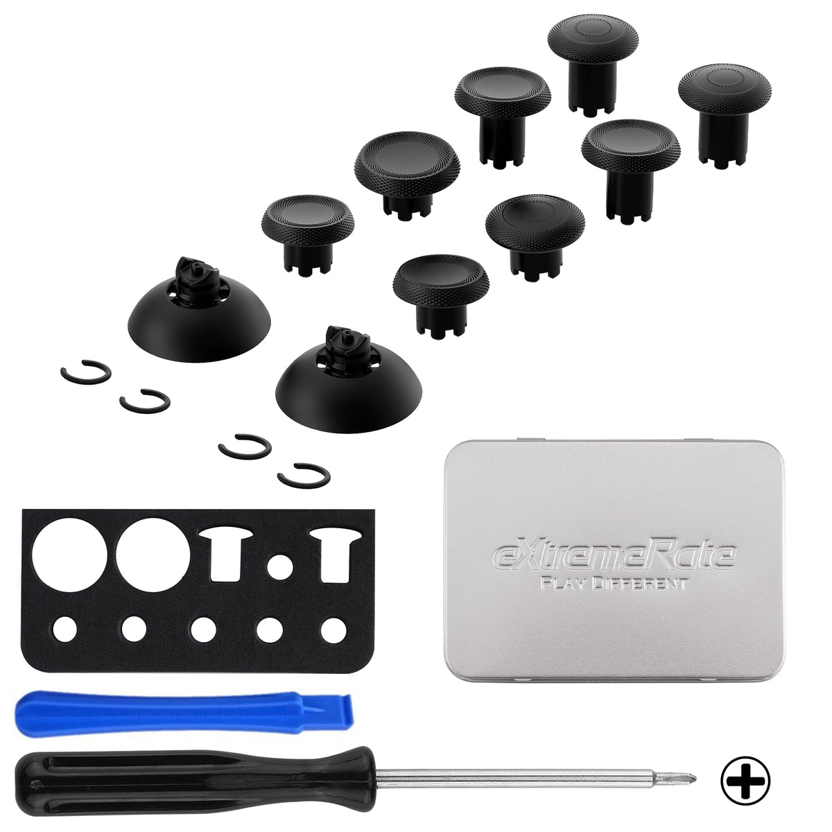 eXtremeRate ThumbsGear V3 Interchangeable Ergonomic Thumbstick for PS5 Edge & PS5 & PS4 Controller - Black
