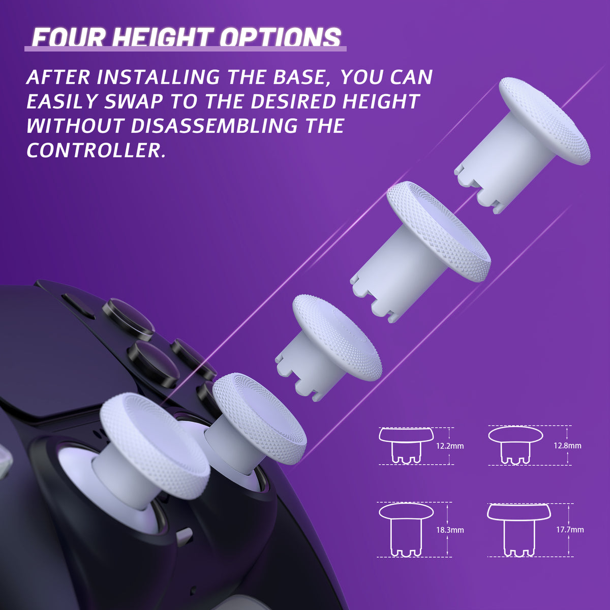 eXtremeRate ThumbsGear V3 Interchangeable Ergonomic Thumbstick for PS5 Edge & PS5 & PS4 Controller - Original White