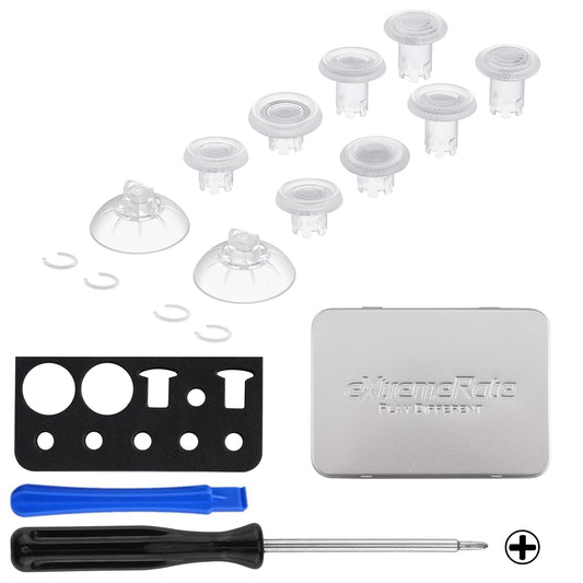 eXtremeRate ThumbsGear V3 Interchangeable Ergonomic Thumbstick for PS5 Edge & PS5 & PS4 Controller - Clear