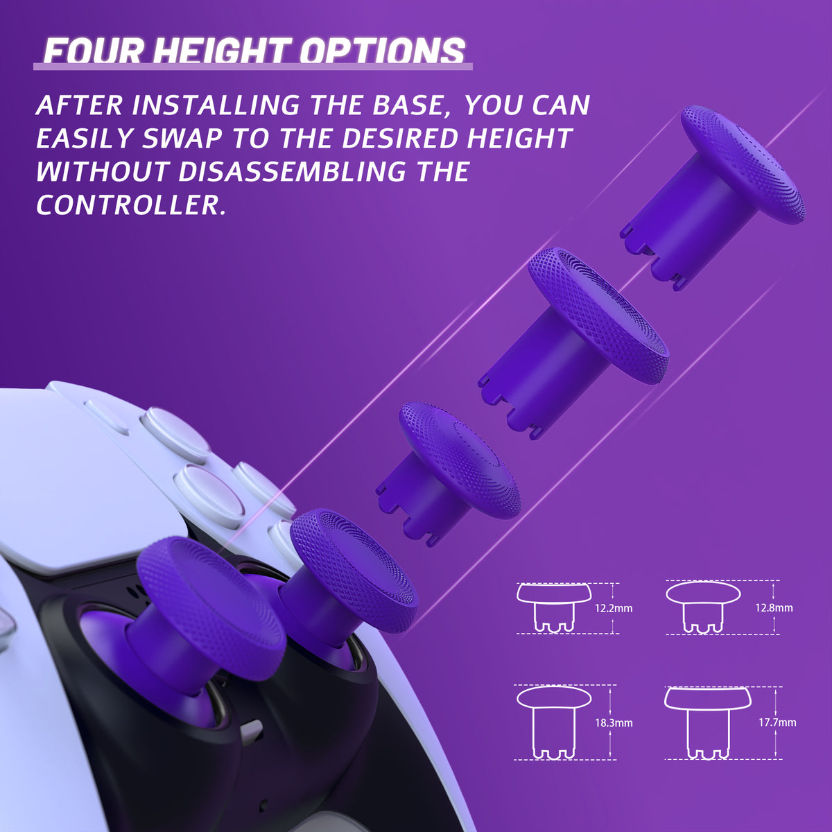eXtremeRate ThumbsGear V3 Interchangeable Ergonomic Thumbstick for PS5 Edge & PS5 & PS4 Controller - Purple