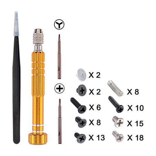 eXtremeRate Full Repair Tools Tri-wing Screwdriver & Cross Screwdriver & Tweezers & Screws Kit For Joycon of NS Switch Console