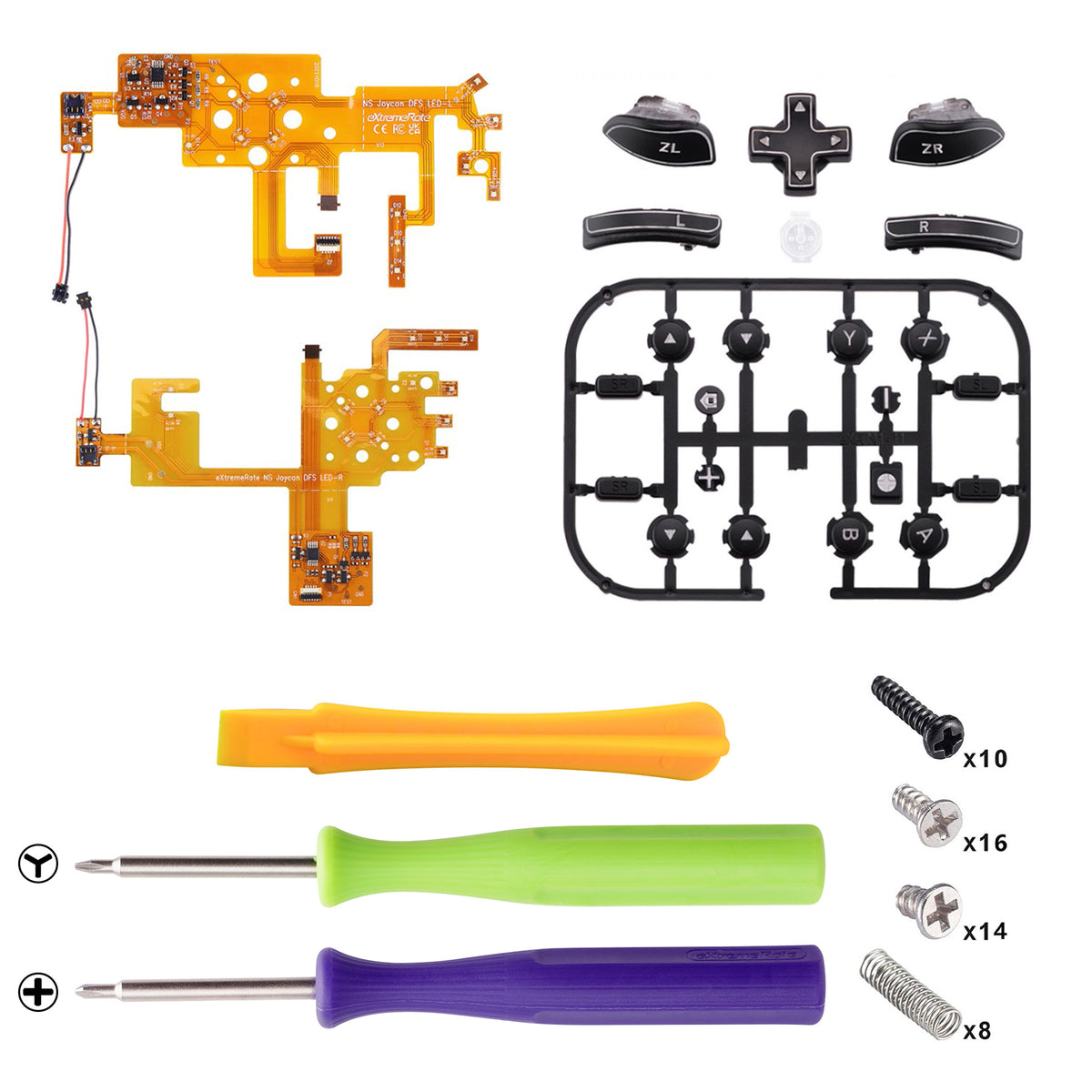 eXtremeRate Multi-Colors Luminated Buttons DFS LED Kit for NS Switch  & Switch OLED Model Joycon - Black