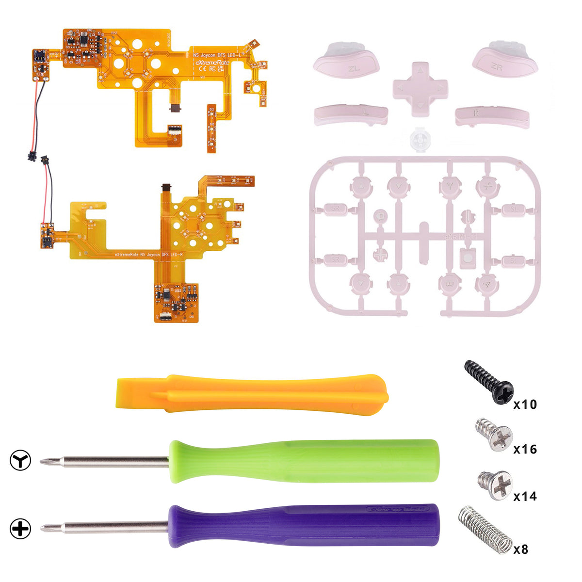 eXtremeRate Multi-Colors Luminated Buttons DFS LED Kit for NS Switch  & Switch OLED Model Joycon - Cherry Blossoms Pink