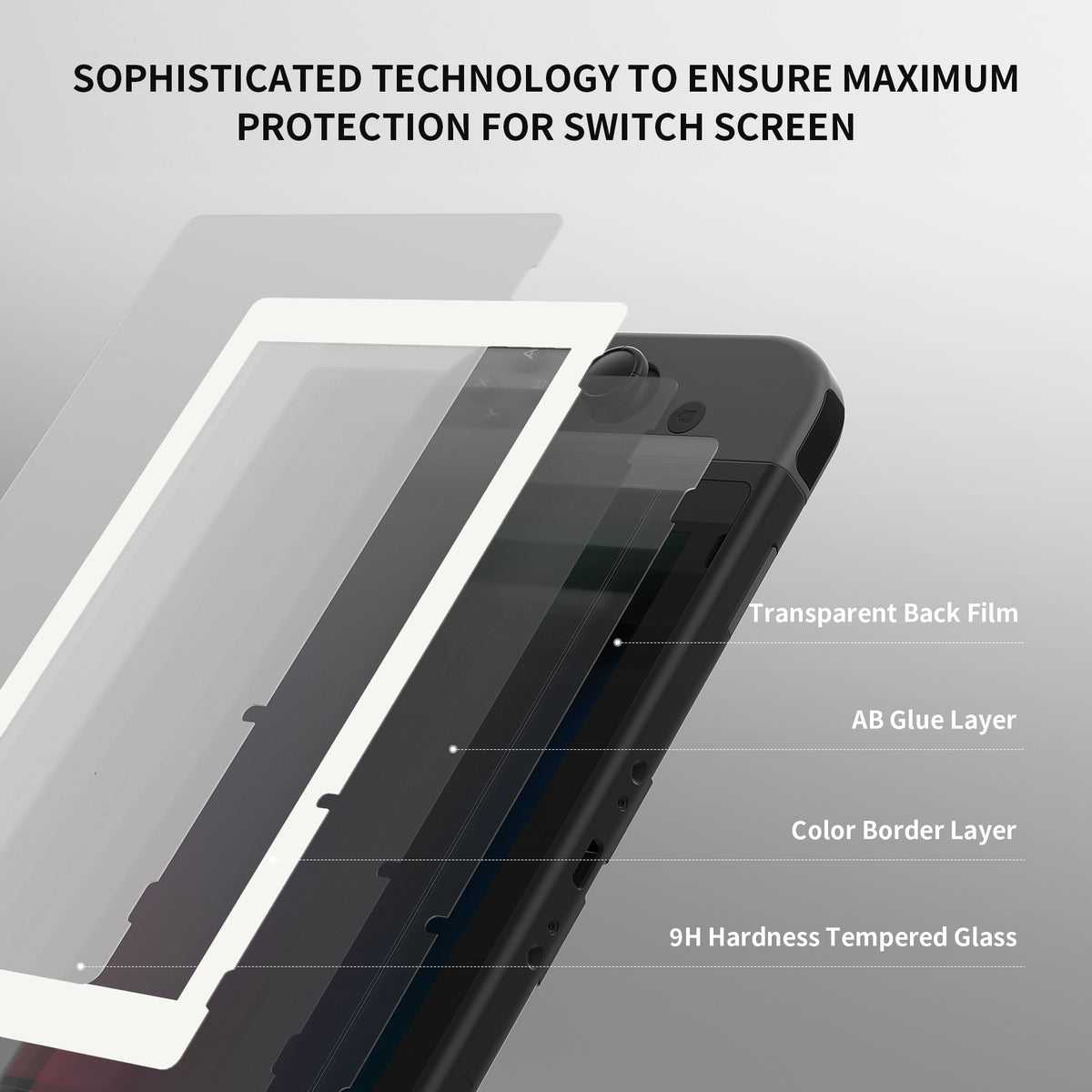eXtremeRate Retail 2 Pack White Border Transparent HD Clear Saver Protector Film, Tempered Glass Screen Protector for Nintendo Switch [Anti-Scratch, Anti-Fingerprint, Shatterproof, Bubble-Free] - NSPJ0703
