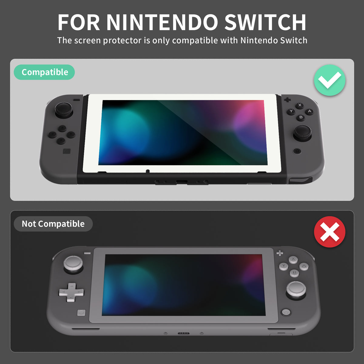 eXtremeRate Retail 2 Pack White Border Transparent HD Clear Saver Protector Film, Tempered Glass Screen Protector for Nintendo Switch [Anti-Scratch, Anti-Fingerprint, Shatterproof, Bubble-Free] - NSPJ0703