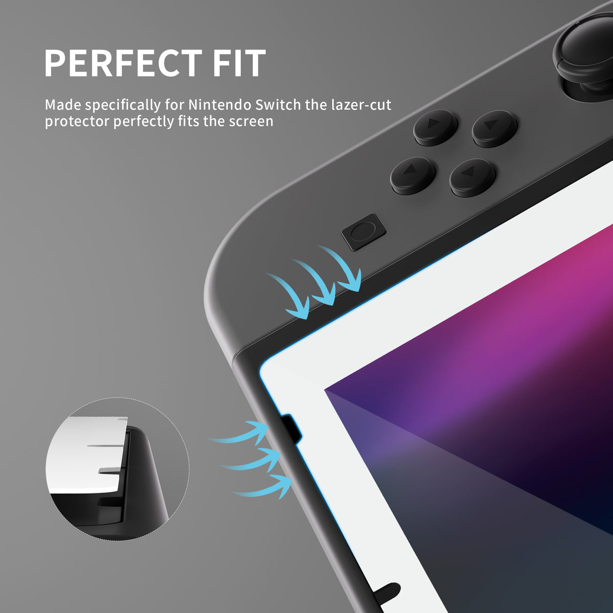 eXtremeRate Retail 2 Pack White Border Transparent HD Clear Saver Protector Film, Tempered Glass Screen Protector for Nintendo Switch [Anti-Scratch, Anti-Fingerprint, Shatterproof, Bubble-Free] - NSPJ0703
