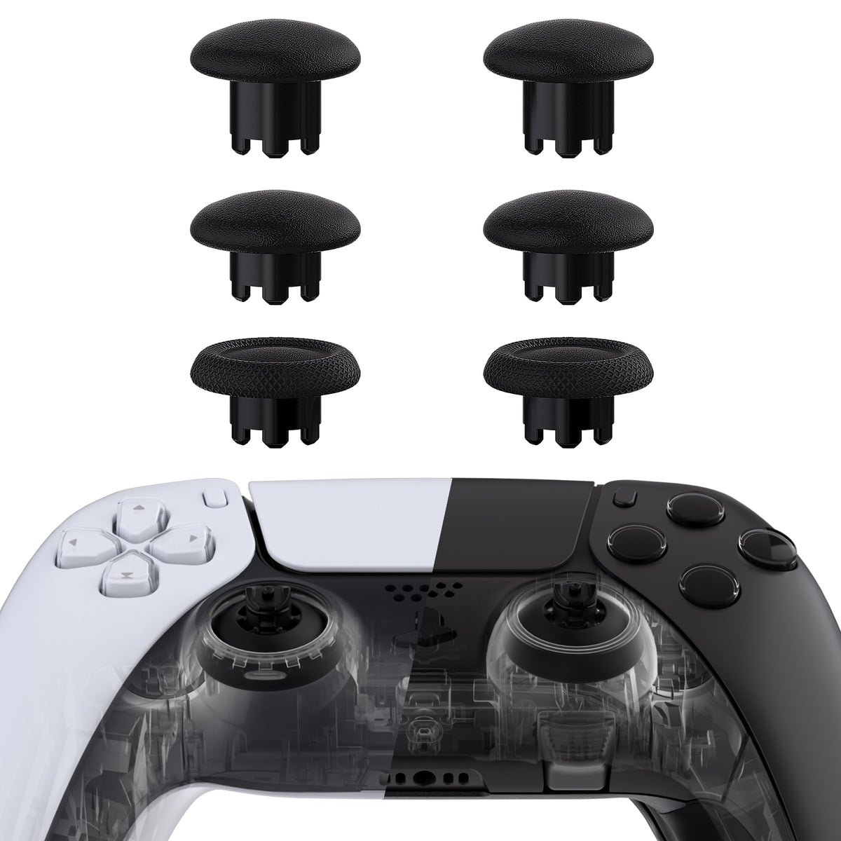 eXtremeRate EDGE Sticks Replacement Interchangeable Thumbsticks for PS5 & PS5 Edge & PS4 All Model Controllers - Black