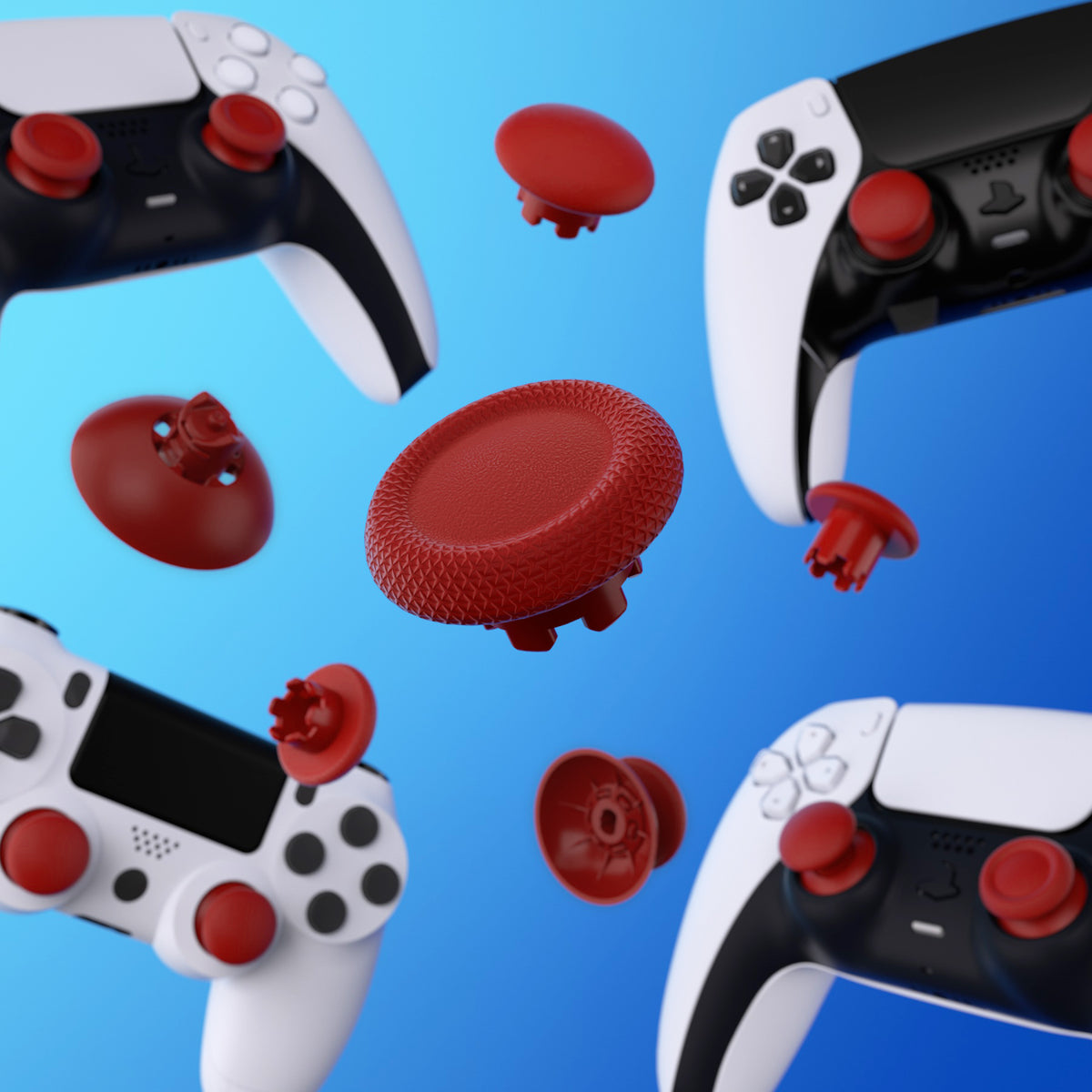 eXtremeRate EDGE Sticks Replacement Interchangeable Thumbsticks for PS5 & PS5 Edge & PS4 All Model Controllers - Carmine Red